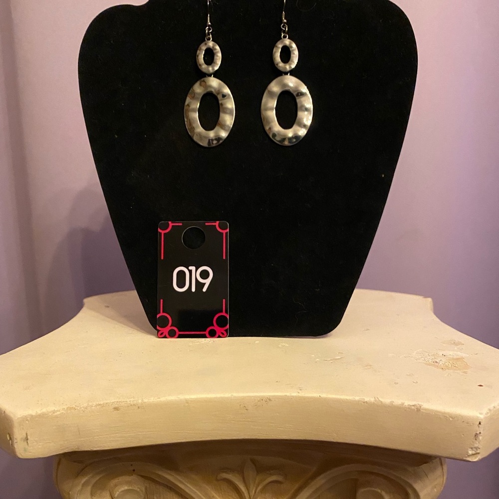 This silver colored double hooked earrings are great for day or night.